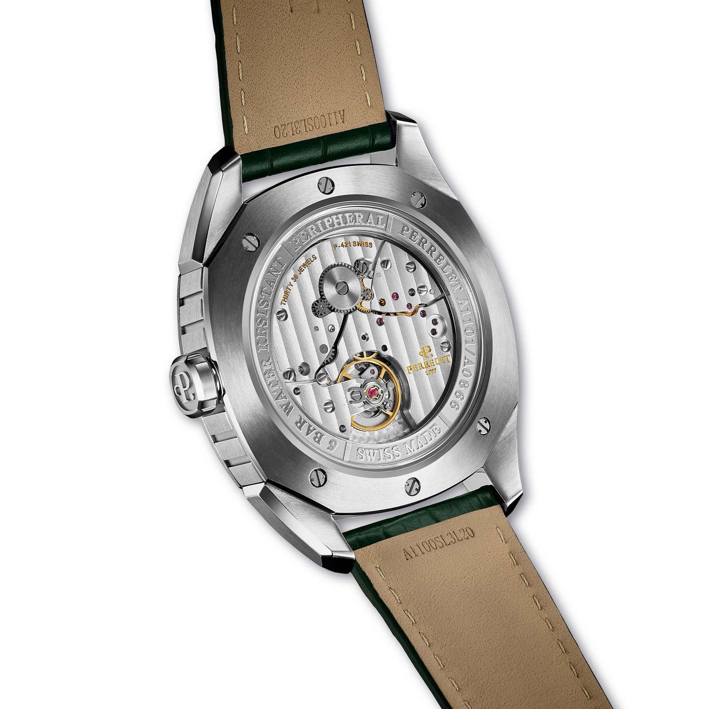 Perrelet LAB A1101/5 features dual time display and peripheral rotor movement in a modern 42mm case.