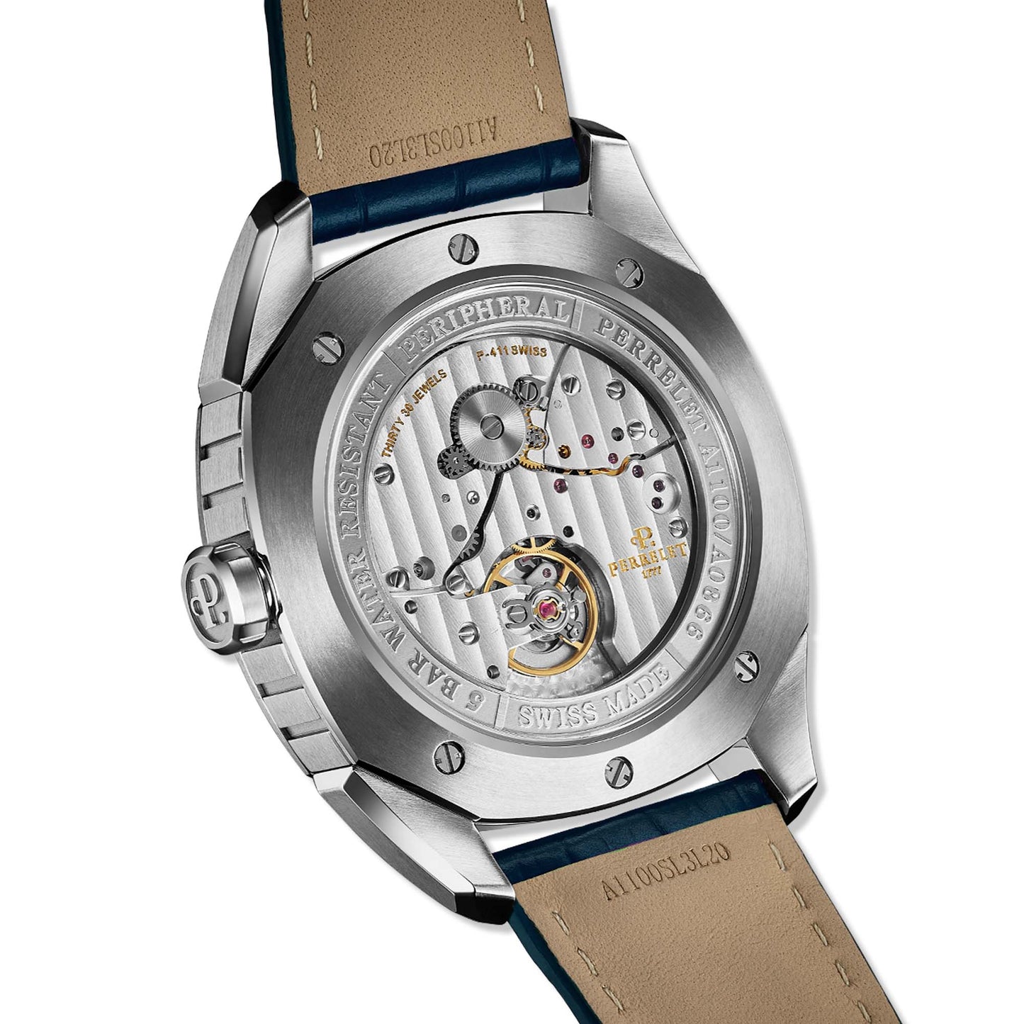 Perrelet LAB Peripheral A1100/4 Blue—Swiss engineering at its most stylish. A modern 3-hand watch powered by an in-house automatic movement.