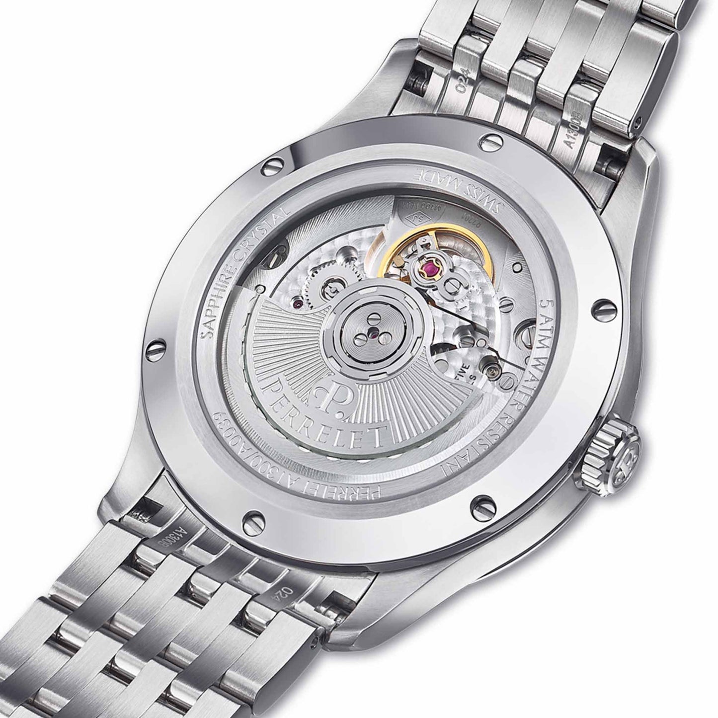 Perrelet WEEKEND A1302/D delivers warm style and visible movement with a salmon dial and self-winding caliber.
