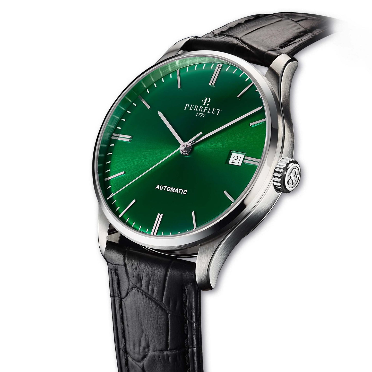 Perrelet A1300/A combines a fresh green dial with Swiss automatic movement for a refined, modern look.