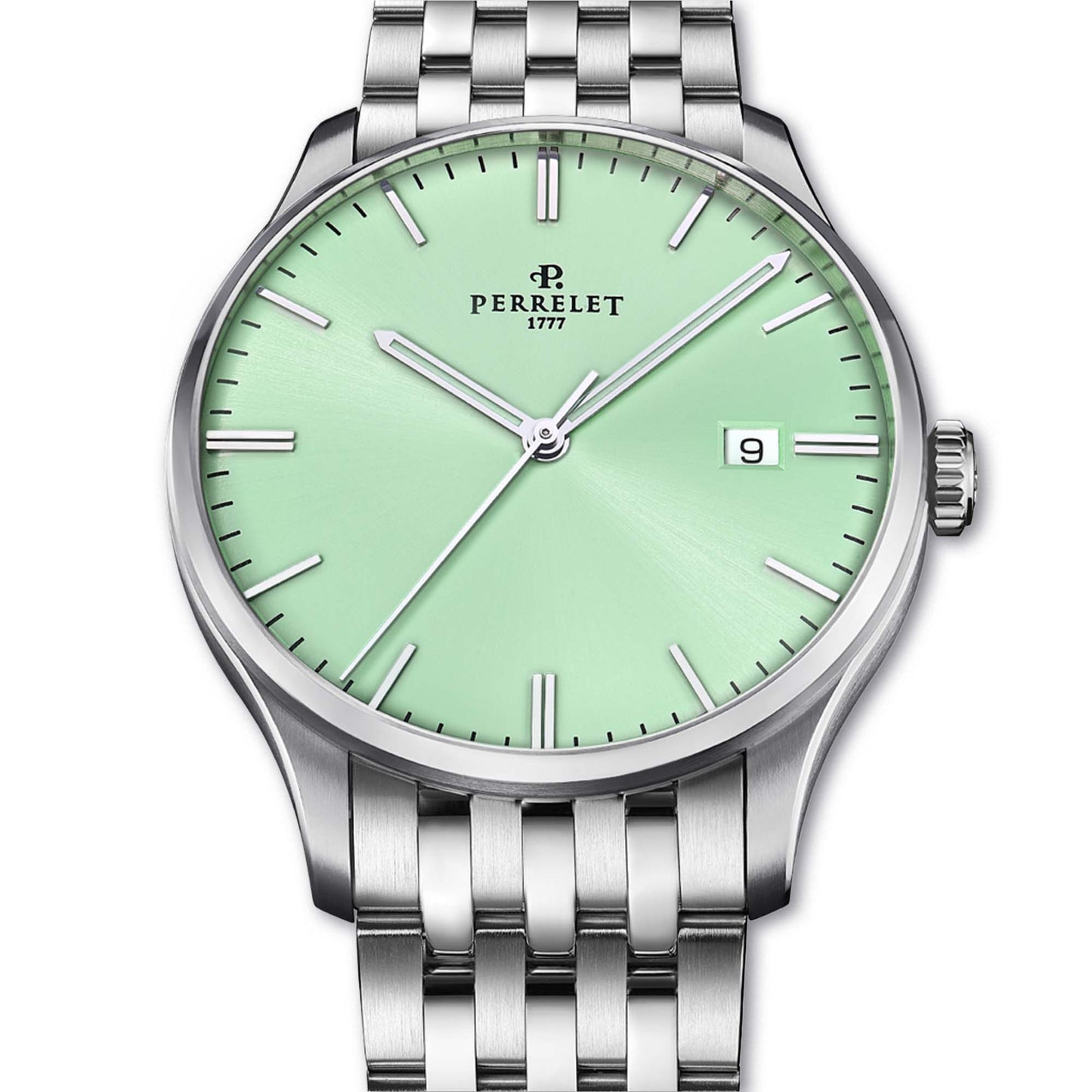 Stand out with the Perrelet A1300/D – mint green charm, 3-hand display, and Swiss watchmaking finesse.