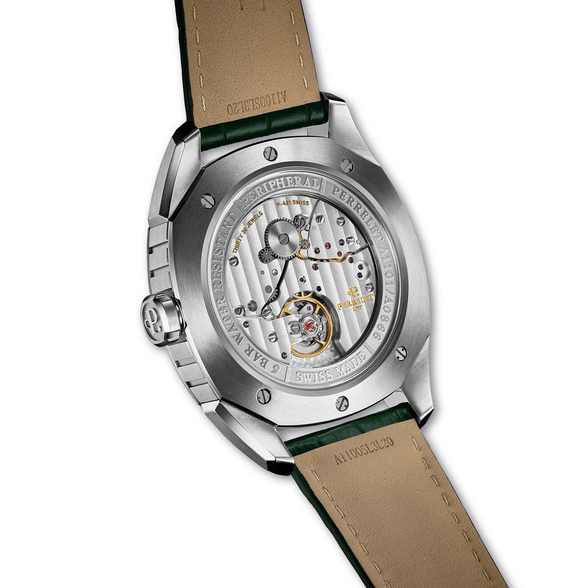 Perrelet LAB A1101/5 features dual time display and peripheral rotor movement in a modern 42mm case.