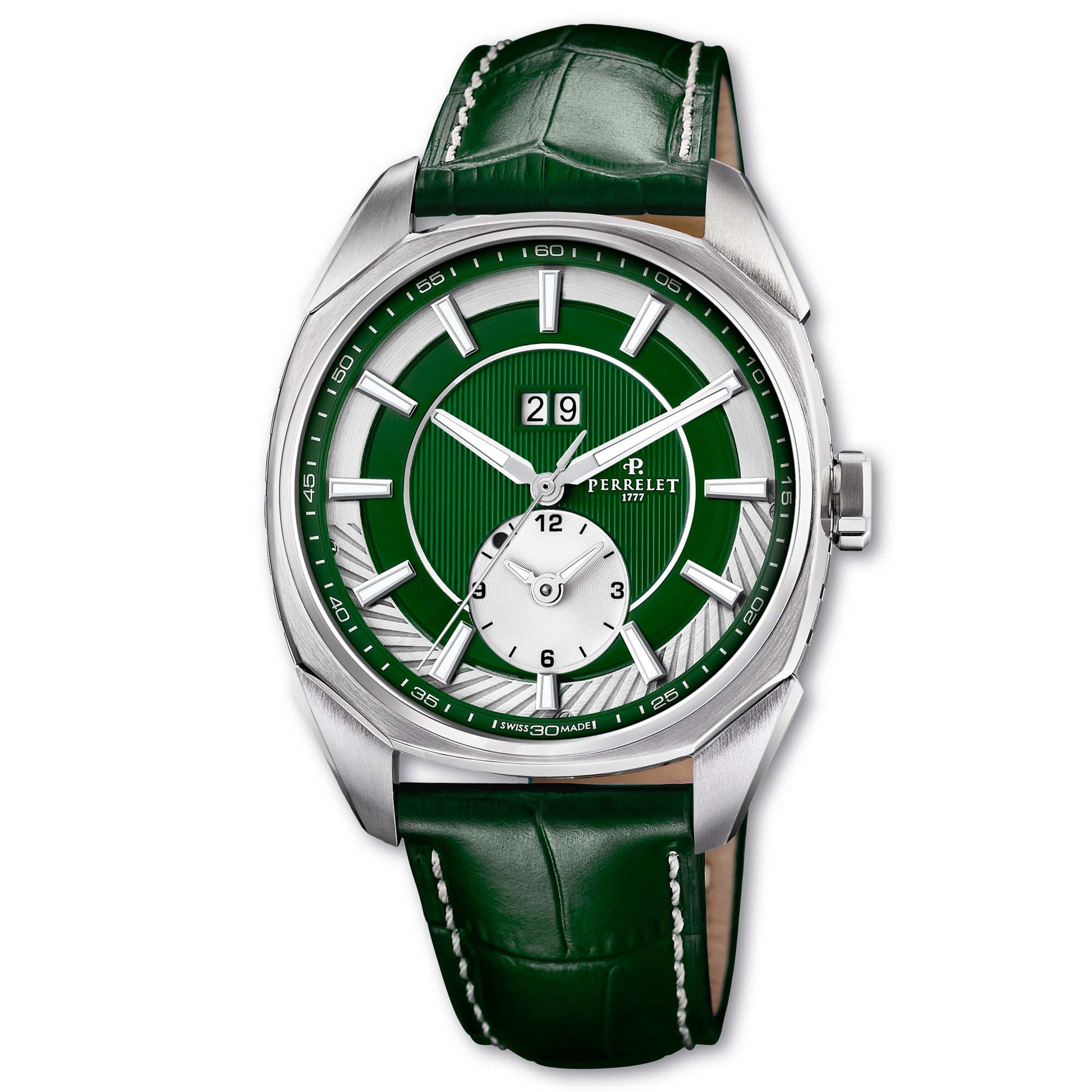 Perrelet A1101/5 offers dual time functionality with Swiss precision and a sleek contemporary design.
