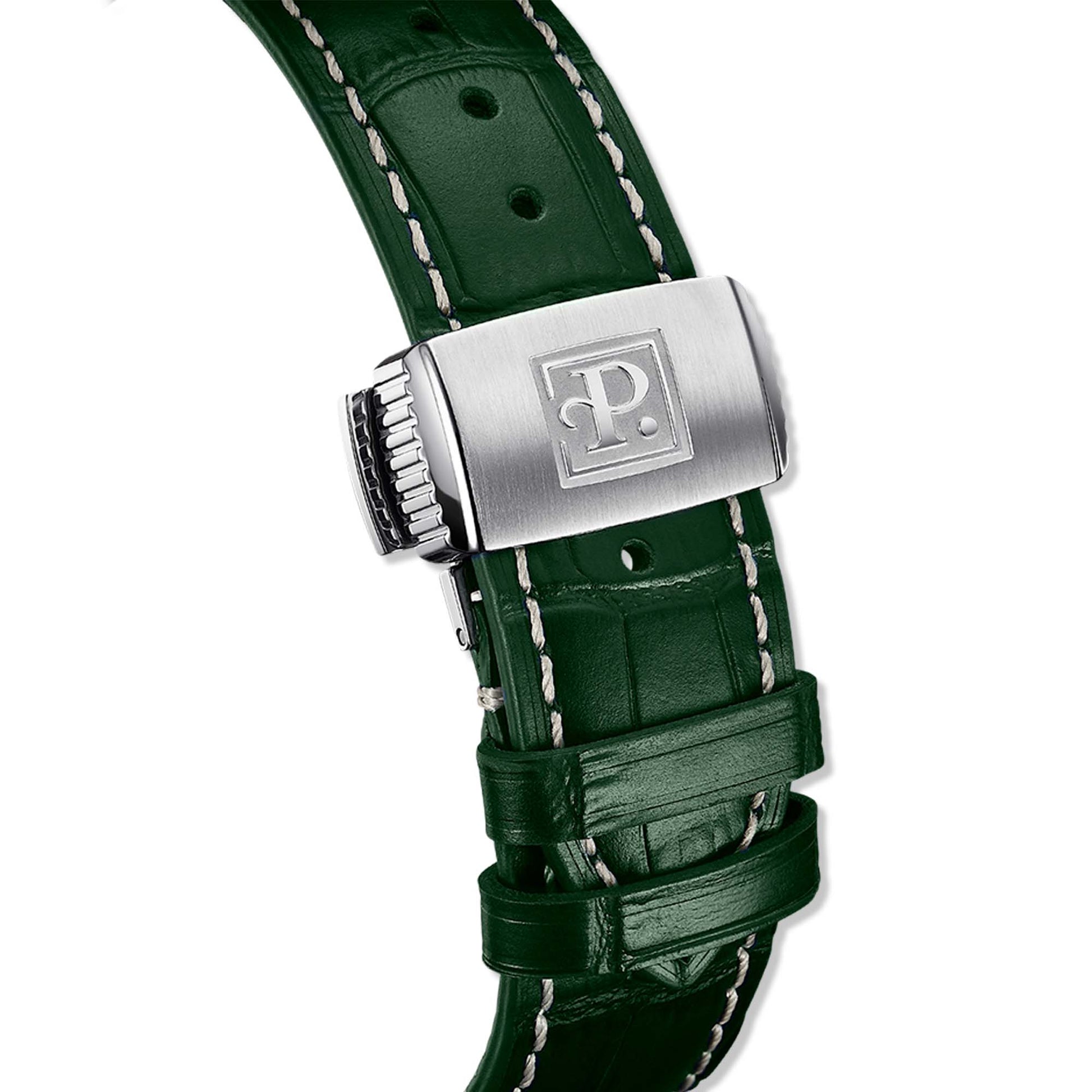 Perrelet LAB Peripheral A1100/5 3 Hands Green—where architecture meets horology. Swiss craftsmanship powered by a peripheral rotor and clean green aesthetics.