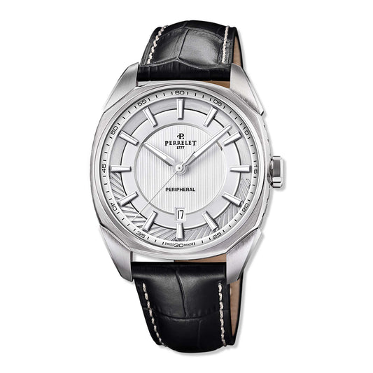 Perrelet LAB Peripheral A1100/1 White Dial—where crisp minimalism meets Swiss innovation. A refined 3-hand watch with a signature peripheral rotor.
