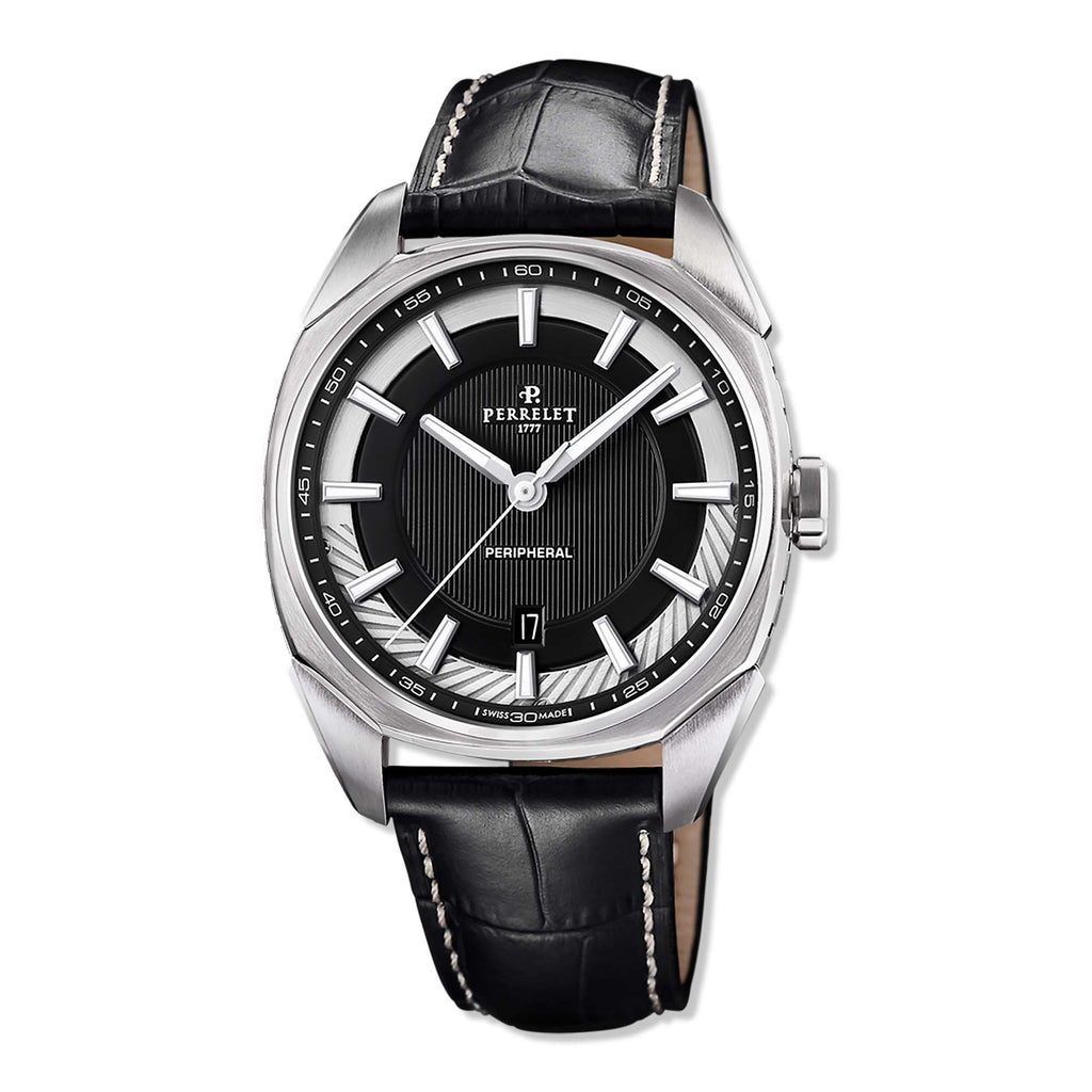 Perrelet LAB Peripheral A1100/3 in black—where stealthy aesthetics meet Swiss precision. Featuring a minimalist 3-hand display and peripheral rotor movement.