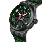 Perrelet A4065/4 delivers high-tech carbon fiber style with the iconic spinning turbine and forest green details.