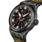 A4065/8 TURBINE Khaki delivers Swiss automatic performance with a camouflage-inspired color and turbine movement.