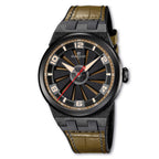 Perrelet A4065/8 features a khaki green turbine dial and carbon case for a bold, tactical-inspired design.