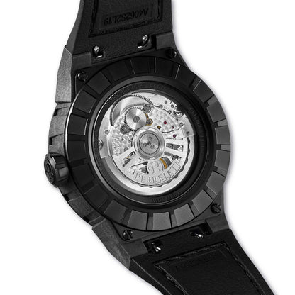 Experience motion and color with the Perrelet TURBINE A4065/7 – carbon case and vivid yellow turbine.