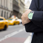 Discover the Perrelet WEEKEND A1300/E – bold mint green dial meets refined Swiss watchmaking.