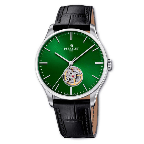 Perrelet A1302/8 reveals its Swiss heart through a green open dial – seen from every angle in our latest photo set.