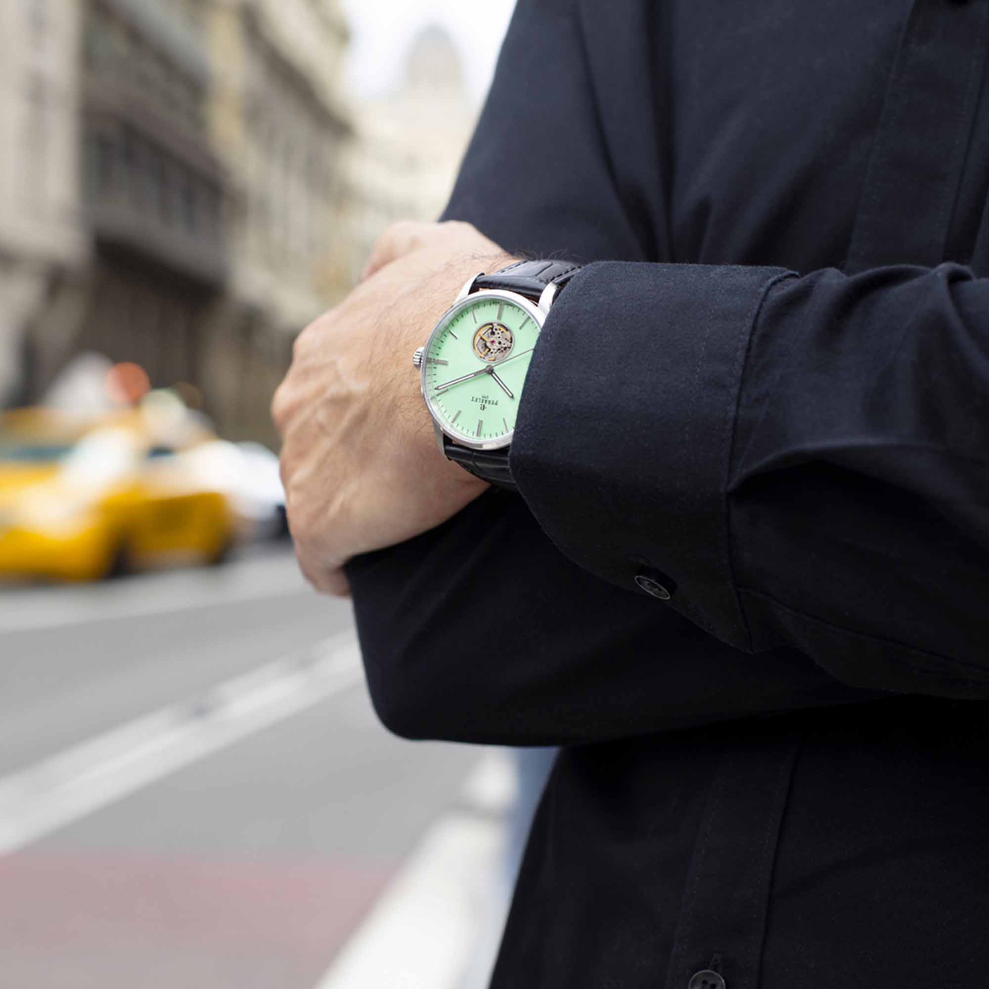 WEEKEND Open Heart A1302/C blends modern mint tones with visible mechanics for a fresh take on classic Swiss watchmaking.