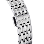 The Perrelet A1302/9 features a polished stainless steel bracelet that complements the ice blue dial and adds everyday versatility.