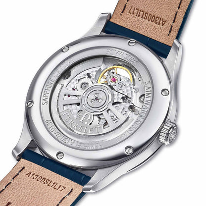 Perrelet WEEKEND A1302/A features a striking ice blue dial with open heart display and automatic movement.